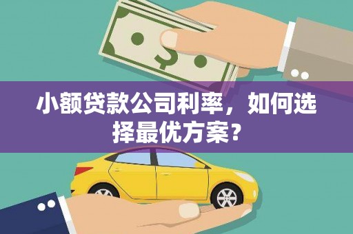 霍邱小额贷款公司利率，如何选择最优方案？